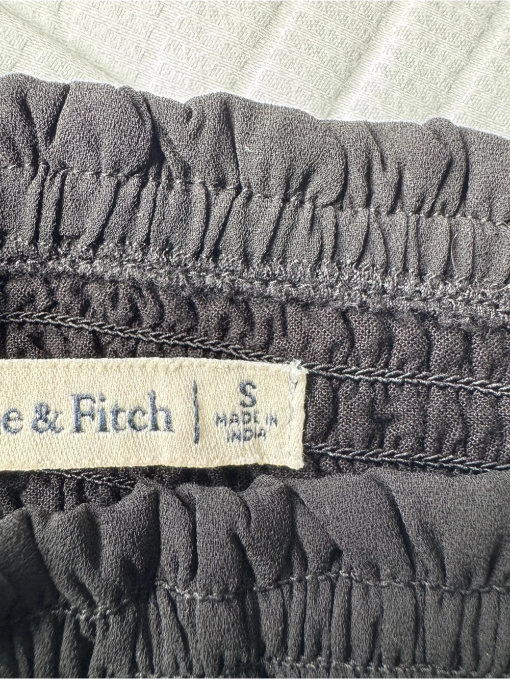 Abercrombie & Fitch black smocked puff sleeve blouse size S